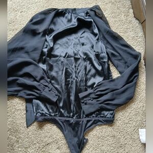 Abercrombie Black Satin Bodysuit